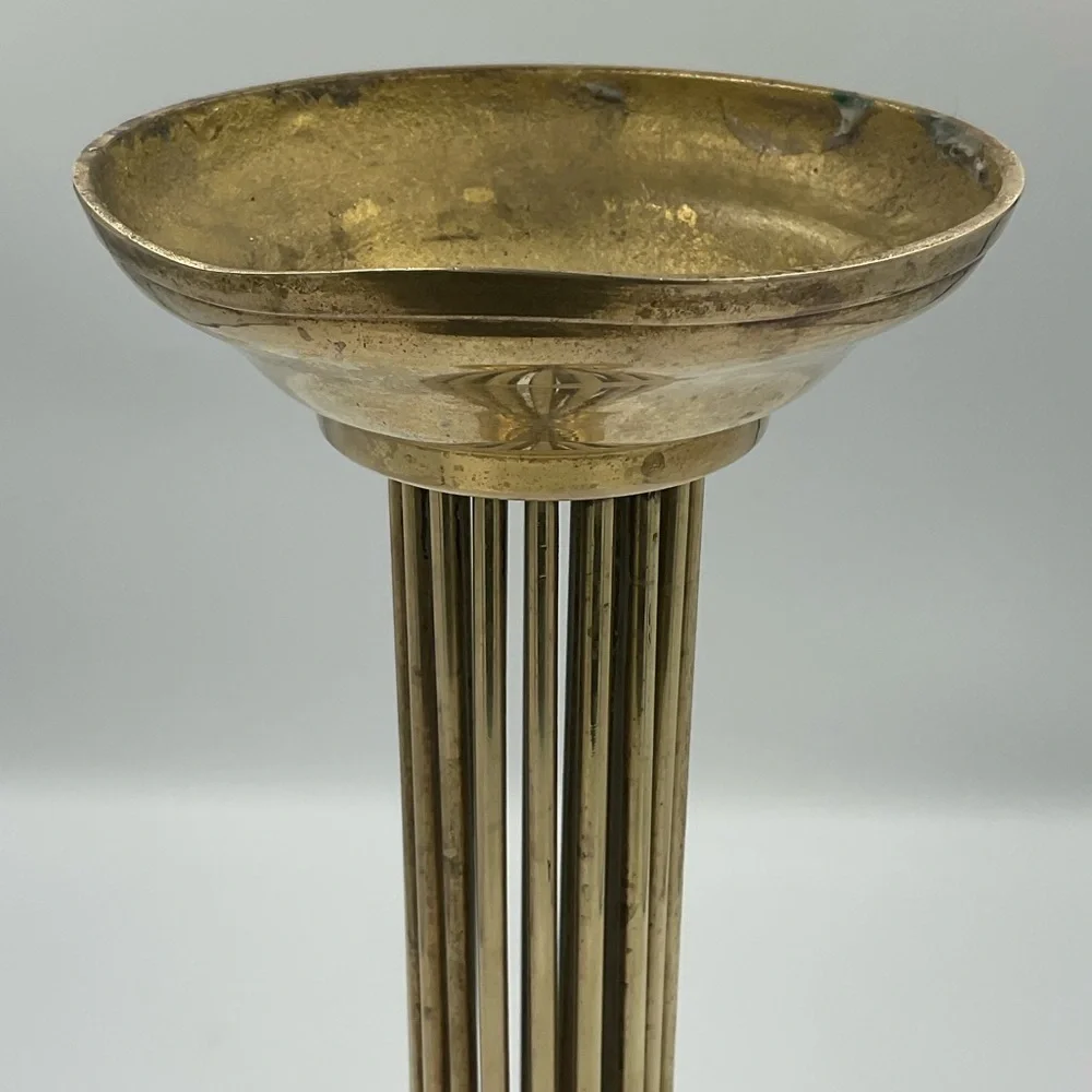 Vintage 1980s Brass Hollywood Regency Pillar Candle Holder